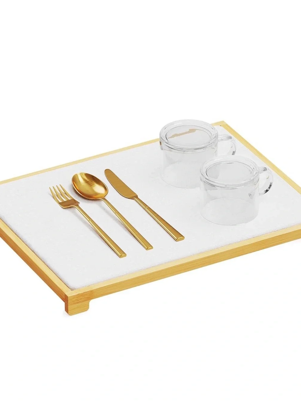SpaceAid Bamboo Rack Dish Pad, Instant Dry Diatomaceous Earth Mat